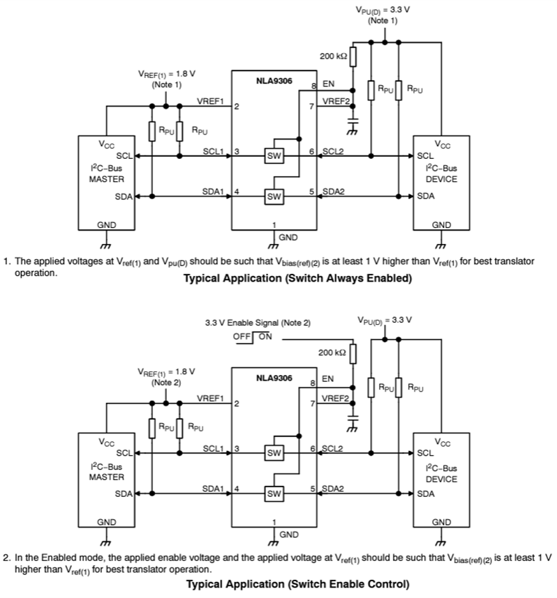 Applikations-Schaltungsdiagramm - onsemi NLA9306 Spannungspegelumsetzer